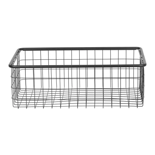 Cesta de alambre de hierro negro rectangular multifuncional